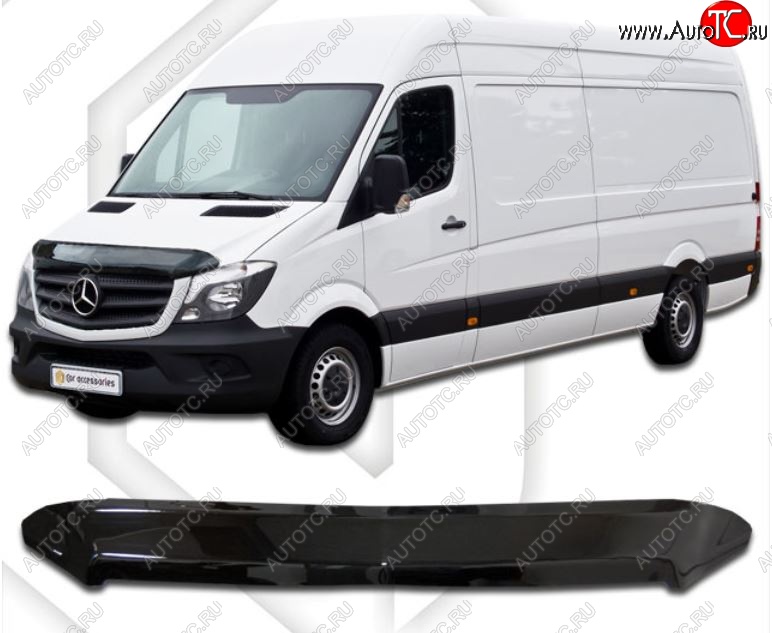 2 079 р. Дефлектор капота CA-Plastiс  Mercedes-Benz Sprinter  W906 (2014-2018) рестайлинг (Classic черный, Без надписи)  с доставкой в г. Вологда