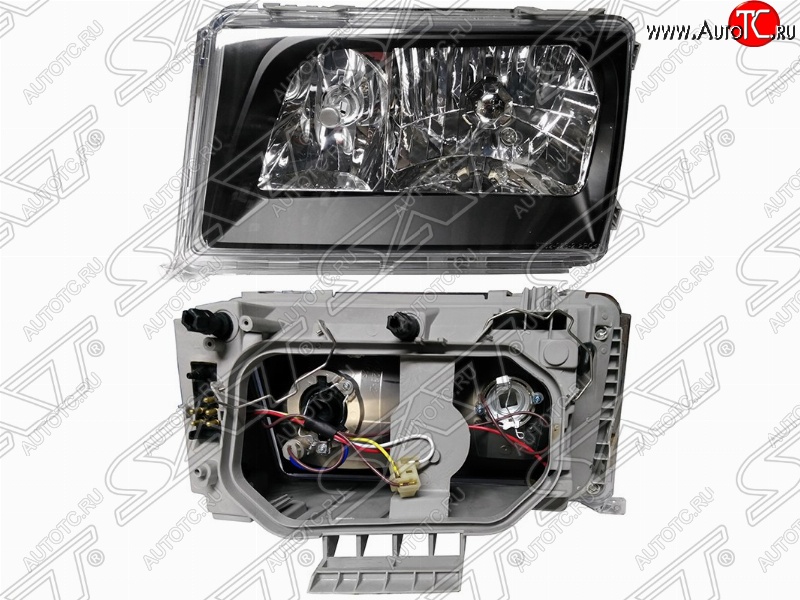 6 299 р. Левая передняя фара SAT (черный хрусталь) Mercedes-Benz E-Class W124 седан дорестайлинг (1984-1993)  с доставкой в г. Вологда