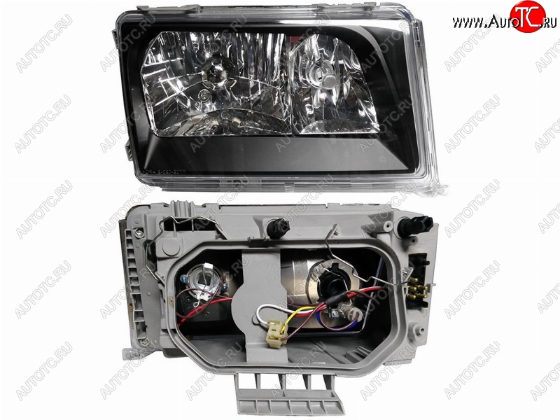 6 299 р. Правая передняя фара SAT (93-95, черный хрусталь) Mercedes-Benz E-Class W124 седан дорестайлинг (1984-1993)  с доставкой в г. Вологда