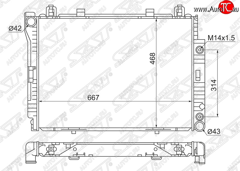 8 249 р. Радиатор двигателя SAT (пластинчатый, 3.0TD/3.5TD, МКПП/АКПП)  Mercedes-Benz S class  W140 (1991-1998) Седан  с доставкой в г. Вологда
