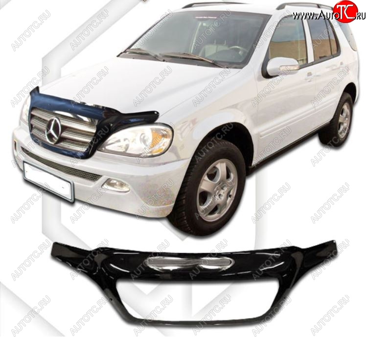 2 899 р. Дефлектор капота CA-Plastic Mercedes-Benz ML class W163 дорестайлинг (1997-2001) (Classic черный, Без надписи)  с доставкой в г. Вологда