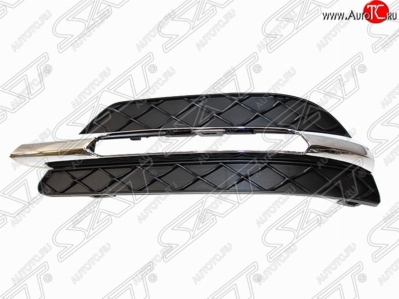 1 499 р. Левая оправа противотуманной фары SAT (хром, пр-во Тайвань)  Mercedes-Benz C-Class  W204 (2011-2015) рестайлинг седан  с доставкой в г. Вологда