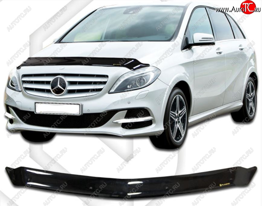 1 899 р. Дефлектор капота CA-Plastic  Mercedes-Benz B-Class  W246/T246 (2011-2018) хэтчбэк (Classic черный, Без надписи)  с доставкой в г. Вологда