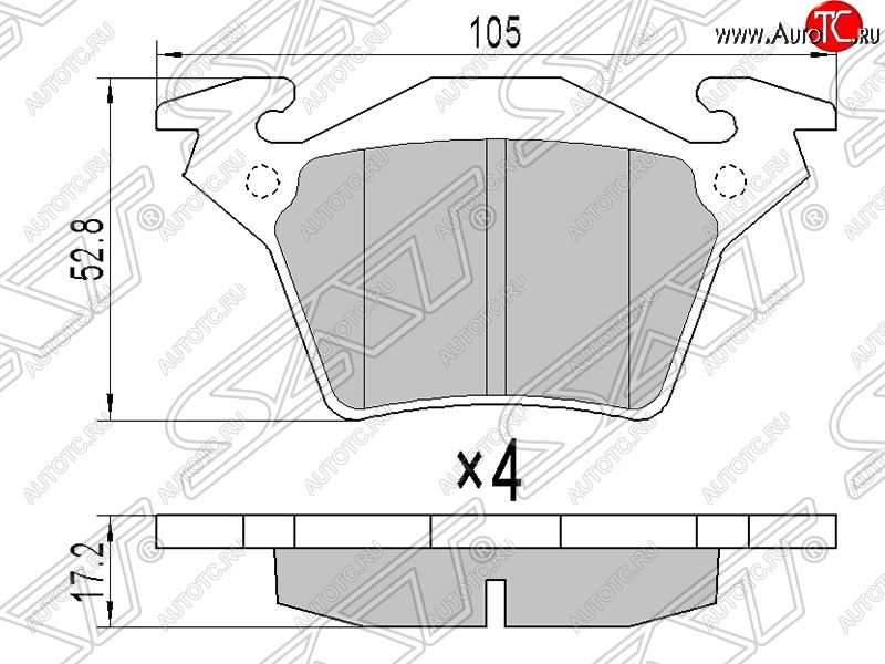 689 р. Колодки тормозные SAT (задние)  Mercedes-Benz Vito  W638 (1996-2003)  с доставкой в г. Вологда