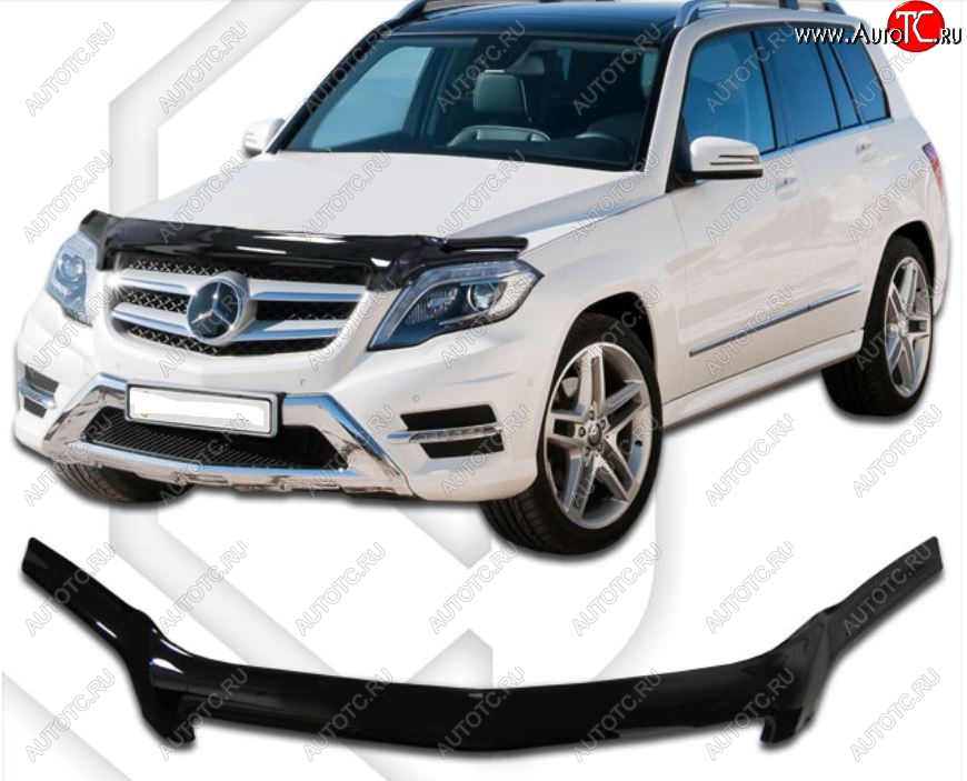 3 079 р. Дефлектор капота CA-Plastic Mercedes-Benz GLK class X204 дорестайлинг (2008-2012) (Classic черный, Без надписи)  с доставкой в г. Вологда
