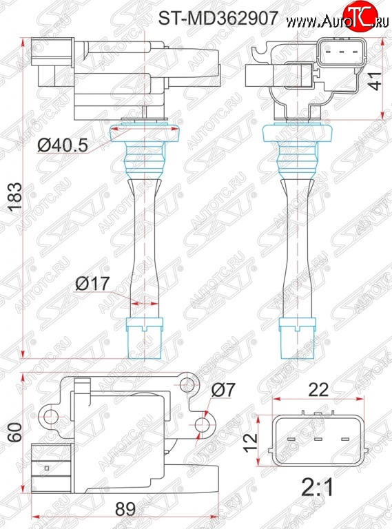 1 429 р. Катушка зажигания SAT Mitsubishi Airtek (2001-2008)  с доставкой в г. Вологда