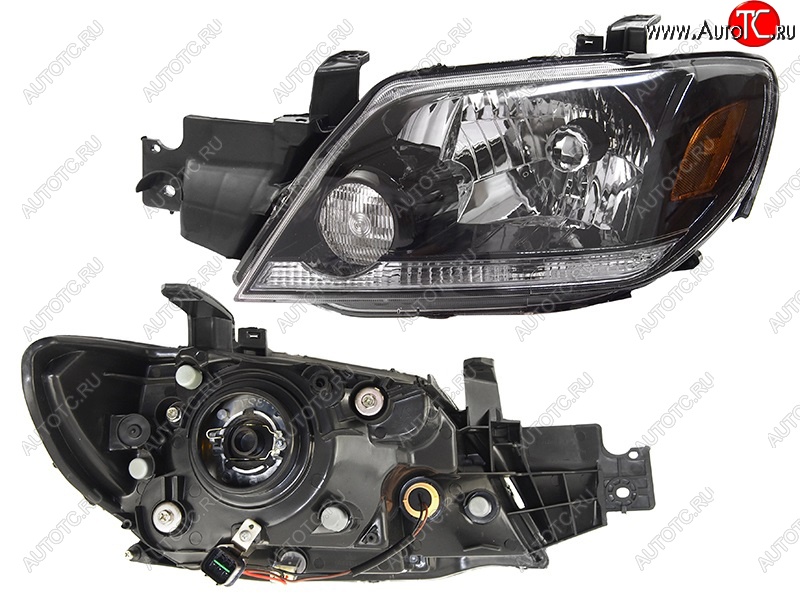 5 699 р. Левая передняя фара SAT (цельная, Евросвет) Mitsubishi Outlander CU (2003-2009)  с доставкой в г. Вологда