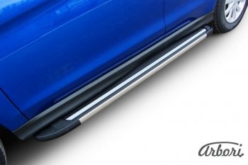 12 509 р. Порожки для ног Arbori Luxe Black Mitsubishi ASX 1-ый рестайлинг (2013-2016)  с доставкой в г. Вологда. Увеличить фотографию 2