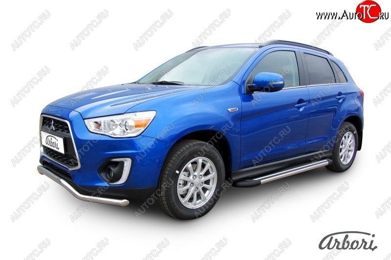 12 509 р. Порожки для ног Arbori Luxe Black Mitsubishi ASX 1-ый рестайлинг (2013-2016)  с доставкой в г. Вологда