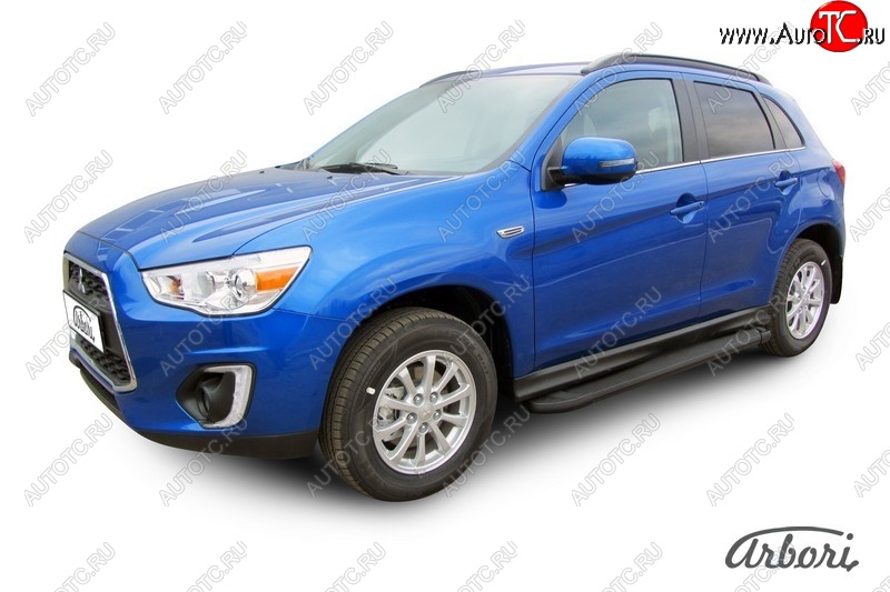 11 609 р. Порожки для ног Arbori Optima Black Mitsubishi ASX 1-ый рестайлинг (2013-2016)  с доставкой в г. Вологда
