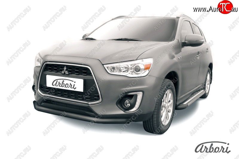 7 739 р. Защита переднего бампера Arbori (черная, 1 труба d76 mm). Mitsubishi ASX 1-ый рестайлинг (2013-2016)  с доставкой в г. Вологда