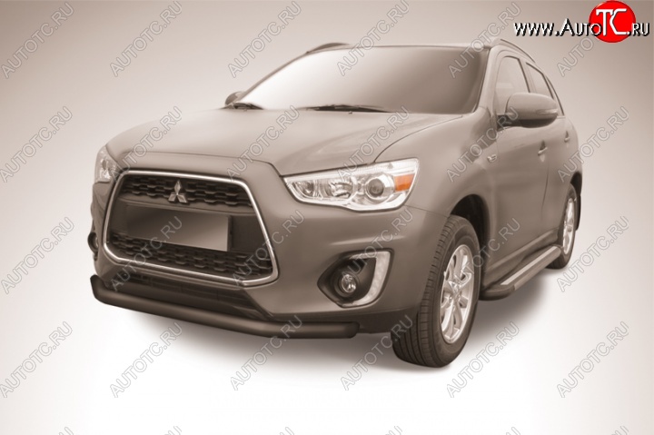 10 399 р. Защита переднего бампер d76 Slitkoff Mitsubishi ASX 1-ый рестайлинг (2013-2016) (Цвет: серебристый)  с доставкой в г. Вологда