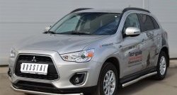 76 999 р. Защита порогов из круглой трубы диаметром 63 мм Russtal  Mitsubishi ASX (2013-2016) 1-ый рестайлинг (Защита порогов с со скосами на торцах (вариант 1))  с доставкой в г. Вологда. Увеличить фотографию 11