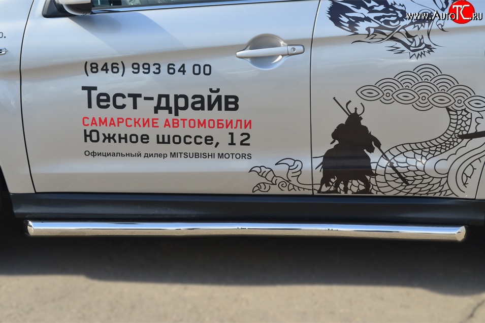 76 999 р. Защита порогов из круглой трубы диаметром 63 мм Russtal  Mitsubishi ASX (2013-2016) 1-ый рестайлинг (Защита порогов с со скосами на торцах (вариант 1))  с доставкой в г. Вологда