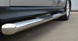 83 999 р. Защита порогов с пластиковыми вставками для ног из круглой трубы диаметром 76 мм Russtal  Mitsubishi ASX (2013-2016) 1-ый рестайлинг (Защита порогов с со скосами на торцах (вариант 1))  с доставкой в г. Вологда. Увеличить фотографию 3