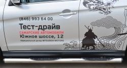 83 999 р. Защита порогов с пластиковыми вставками для ног из круглой трубы диаметром 76 мм Russtal  Mitsubishi ASX (2013-2016) 1-ый рестайлинг (Защита порогов с со скосами на торцах (вариант 1))  с доставкой в г. Вологда. Увеличить фотографию 5
