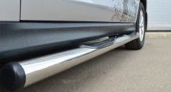 83 999 р. Защита порогов с пластиковыми вставками для ног из круглой трубы диаметром 76 мм Russtal  Mitsubishi ASX (2013-2016) 1-ый рестайлинг (Защита порогов с со скосами на торцах (вариант 1))  с доставкой в г. Вологда. Увеличить фотографию 7