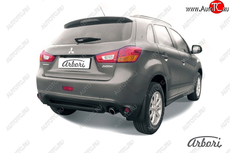 5 219 р. Защита заднего бампера Arbori (короткая, черная, 1 труба d57 mm). Mitsubishi ASX 1-ый рестайлинг (2013-2016)  с доставкой в г. Вологда