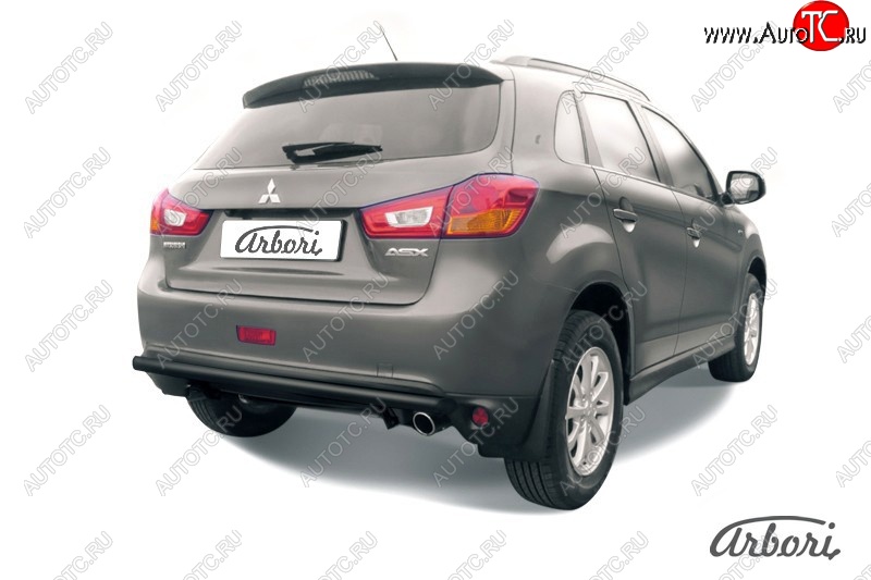 6 029 р. Защита заднего бампера Arbori (черная, 1 труба d57 mm). Mitsubishi ASX 1-ый рестайлинг (2013-2016)  с доставкой в г. Вологда