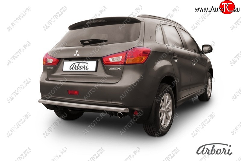 11 429 р. Защита заднего бампера Arbori (нержавейка, 1 труба d57 mm). Mitsubishi ASX 1-ый рестайлинг (2013-2016)  с доставкой в г. Вологда
