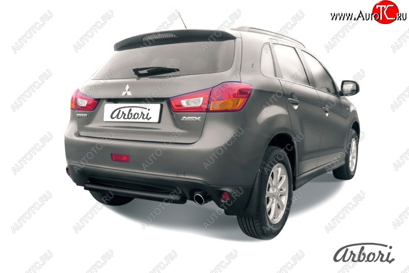 6 029 р. Защита заднего бампера Arbori (короткая, черная, 1 труба d76 mm). Mitsubishi ASX 1-ый рестайлинг (2013-2016)  с доставкой в г. Вологда