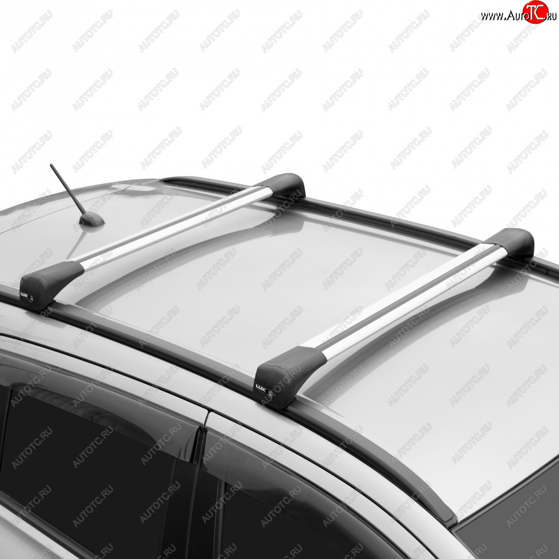 17 089 р. Багажник сборе на низкие рейлинги LUX BRIDGE  Mitsubishi ASX (2010-2025) дорестайлинг, 1-ый рестайлинг, 2-ой рестайлинг, 3-ий рестайлинг (дуги аэро-трэвэл, серебро, 99/105 см)  с доставкой в г. Вологда