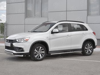 15 849 р. Защита переднего бампера (2 трубы Ø63 и 75х42 мм, нержавейка) Russtal Mitsubishi ASX 2-ой рестайлинг (2017-2020)  с доставкой в г. Вологда. Увеличить фотографию 2