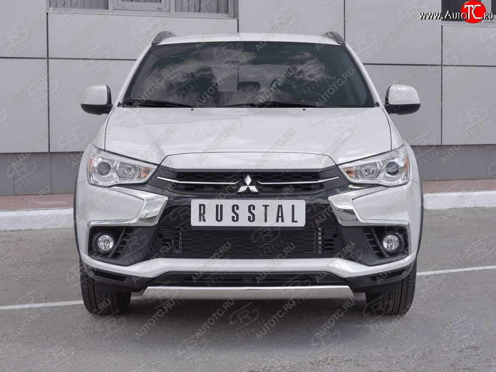 11 599 р. Защита переднего бампера (Ø75x42 мм, нержавейка) Russtal Mitsubishi ASX 2-ой рестайлинг (2017-2020)  с доставкой в г. Вологда