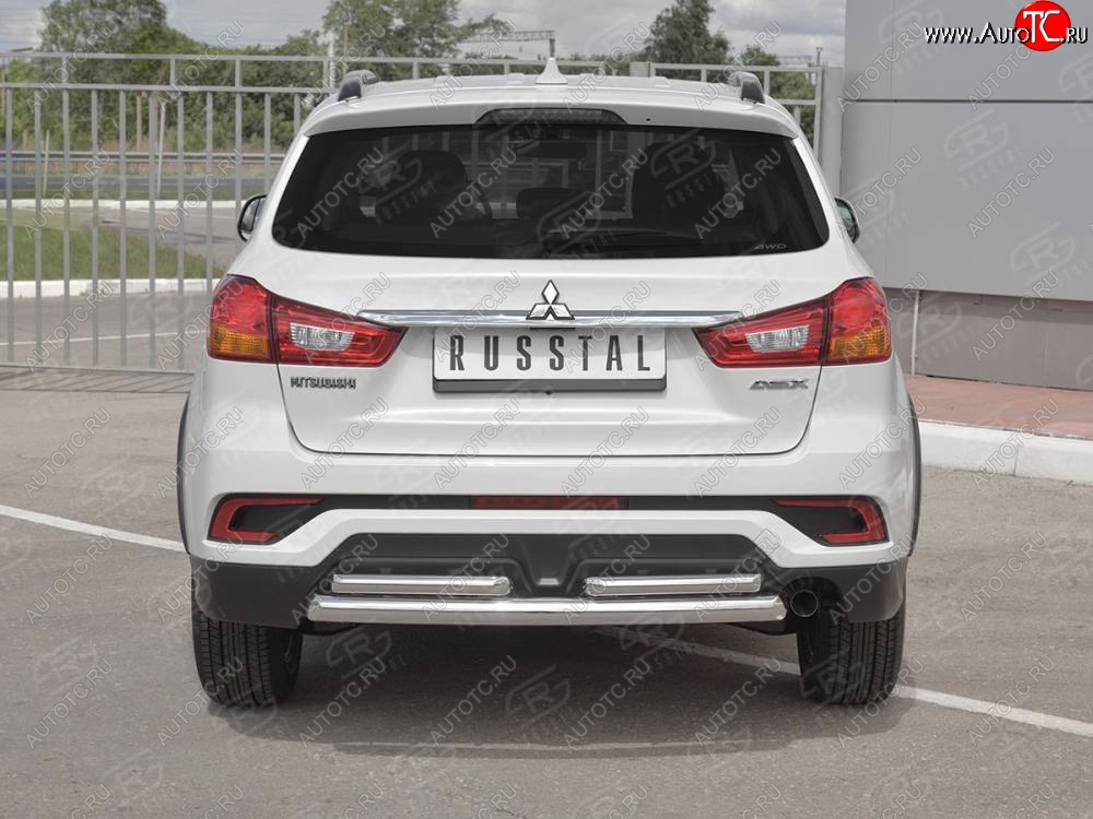 16 699 р. Защита заднего бампера (Ø63/2 по 42 мм, нержавейка) SLITKOFF Mitsubishi ASX 2-ой рестайлинг (2017-2020)  с доставкой в г. Вологда