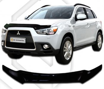 1 999 р. Дефлектор капота CA-Plastic Mitsubishi ASX 1-ый рестайлинг (2013-2016) (серия Classic черный)  с доставкой в г. Вологда. Увеличить фотографию 2