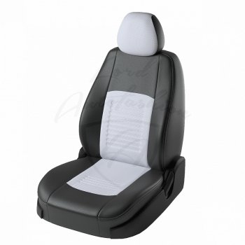 Чехлы для сидений Lord Autofashion Турин (экокожа) Mitsubishi ASX дорестайлинг (2010-2012) (Чёрный, вставка белая)