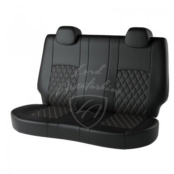 9 449 р. Чехлы для сидений Lord Autofashion Турин Ромб (экокожа) Mitsubishi ASX дорестайлинг (2010-2012) (Черный, вставка черная, строчка бежевая)  с доставкой в г. Вологда. Увеличить фотографию 2