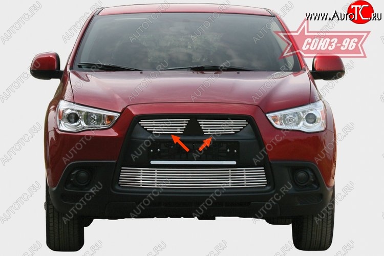 3 959 р. Декоративные элементы решетки радиатора Souz-96 (d10) Mitsubishi ASX дорестайлинг (2010-2012)  с доставкой в г. Вологда