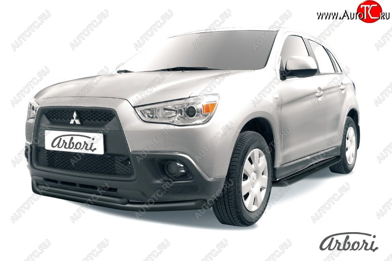 8 819 р. Защита переднего бампера Arbori (нержавейка, 2 трубы d57 и 42 mm) Mitsubishi ASX дорестайлинг (2010-2012)  с доставкой в г. Вологда