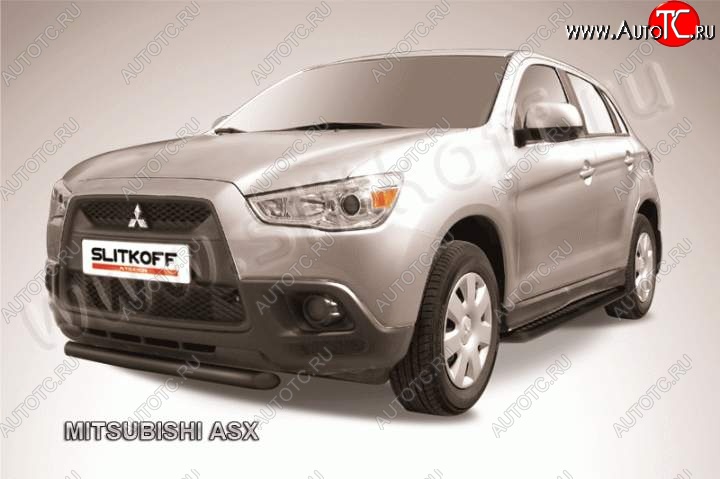8 849 р. Защита переднего бампера из труб d57 Slitkoff Mitsubishi ASX дорестайлинг (2010-2012) (Цвет: серебристый)  с доставкой в г. Вологда