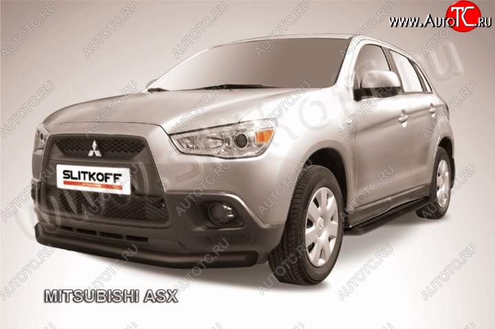 10 399 р. Защита переднего бампера из трубы d76 Slitkoff Mitsubishi ASX дорестайлинг (2010-2012) (Цвет: серебристый)  с доставкой в г. Вологда