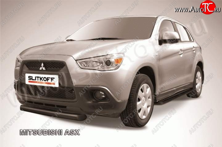 9 999 р. Защита переднего бампера из трубы d76 Slitkoff Mitsubishi ASX дорестайлинг (2010-2012) (Цвет: серебристый)  с доставкой в г. Вологда
