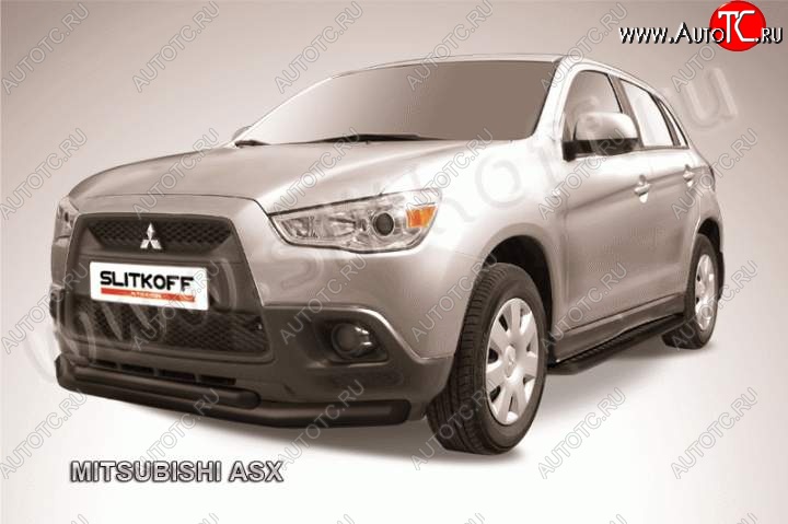 12 399 р. Защита переднего бампера из труб d76/57 Slitkoff Mitsubishi ASX дорестайлинг (2010-2012) (Цвет: серебристый)  с доставкой в г. Вологда