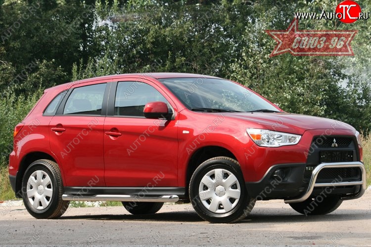 8 999 р. Защита переднего бампера Souz-96 (d60) Mitsubishi ASX дорестайлинг (2010-2012)  с доставкой в г. Вологда