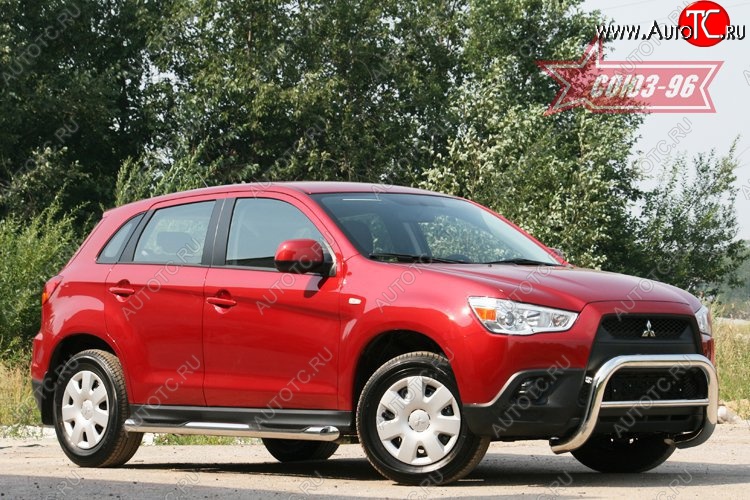 10 934 р. Защита переднего бампера Souz-96 (d76) Mitsubishi ASX дорестайлинг (2010-2012)  с доставкой в г. Вологда