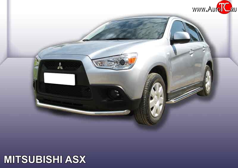 13 499 р. Одинарная защита переднего бампера из трубы диаметром 57 мм Slitkoff Mitsubishi ASX дорестайлинг (2010-2012) (Нержавейка, Полированная)  с доставкой в г. Вологда