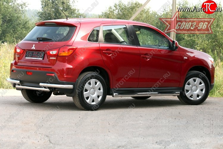 10 799 р. Защита заднего бампера Souz-96 (d60) Mitsubishi ASX дорестайлинг (2010-2012)  с доставкой в г. Вологда