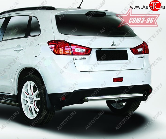 1 169 р. Овальная защита заднего бампера диаметром трубы 75 и 42 мм Souz-96 Mitsubishi ASX 1-ый рестайлинг (2013-2016)  с доставкой в г. Вологда