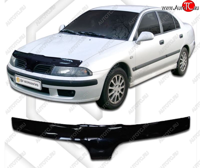 2 199 р. Дефлектор капота CA Plastic Mitsubishi Carisma (1999-2004) (Classic черный, Без надписи)  с доставкой в г. Вологда