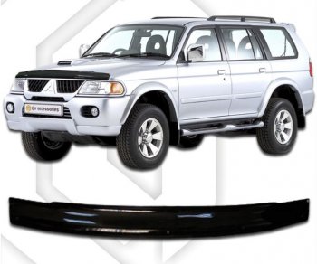 2 799 р. Дефлектор капота CA-Plastic Mitsubishi Challenger K9-W (1996-2001) (серия Classic черный)  с доставкой в г. Вологда. Увеличить фотографию 2