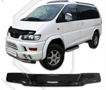 2 159 р. Дефлектор капота CA-Plastiс Mitsubishi Delica 4 рестайлинг (1997-2007) (серия Classic черный)  с доставкой в г. Вологда. Увеличить фотографию 2
