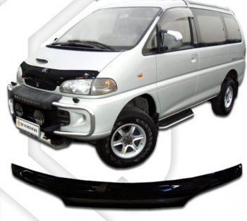 2 079 р. Дефлектор капота CA-Plastiс  Mitsubishi Delica  4 (1994-1997) дорестайлинг (серия Classic черный)  с доставкой в г. Вологда. Увеличить фотографию 2