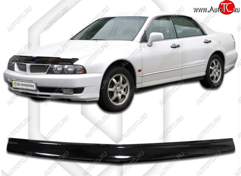 1 899 р. Дефлектор капота CA-Plastic Mitsubishi Diamante (1995-2005) (Classic черный, Без надписи)  с доставкой в г. Вологда