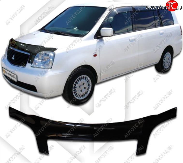 2 599 р. Дефлектор капота CA-Plastiс exclusive Mitsubishi Dion CR6W,CR9W дорестайлинг (2000-2002) (Classic черный, Без надписи)  с доставкой в г. Вологда