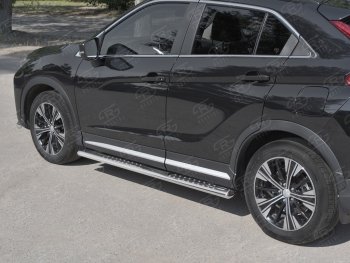 19 399 р. Пороги труба 120х60 овал с проступью Russtal Mitsubishi Eclipse Cross GK дорестайлинг (2017-2021)  с доставкой в г. Вологда. Увеличить фотографию 3